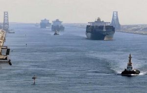 En el Canal de Suez también el número total de barcos que pasaron por la vía fluvial de 193 km aumentó un 6,3% interanual en abril hasta los 1.929 barcos.