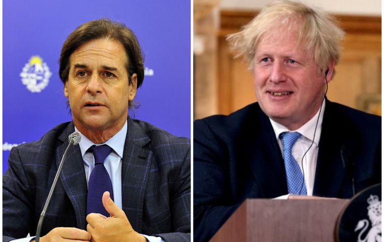 Lacalle and Johnson are to meet Monday to strengthen bilateral ties and trade