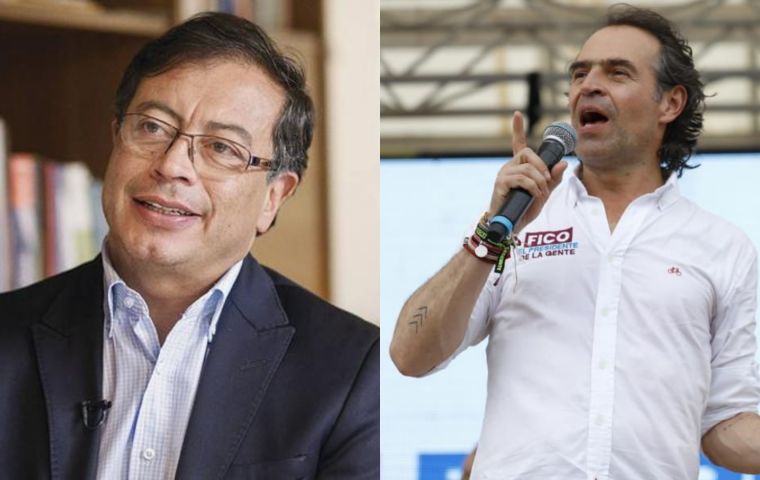 Gustavo Petro, ex guerrilla, ex Bogota mayor, leads with 37,9% vote intention and Fico Gutierrez, former mayor of Medellín follows with 30,8%