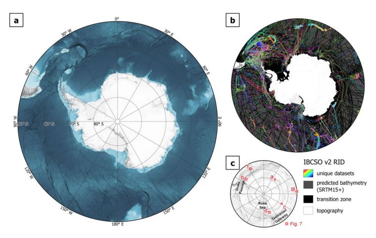 The digital bathymetric model of IBCSO Version 2 has a 500m x 500m resolution based on a polar stereographic projection (EPSG: 9354) for the area south of 50°S. I