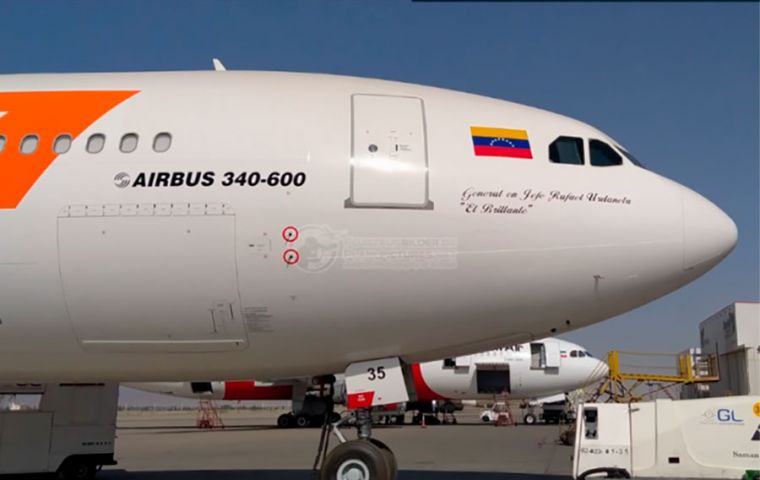 Conviasa's Airbus flew back to Caracas straight from Bolivia