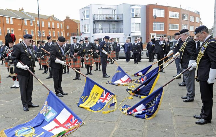 The Falklands Memorial, next to the Square Tower in Portsmouth