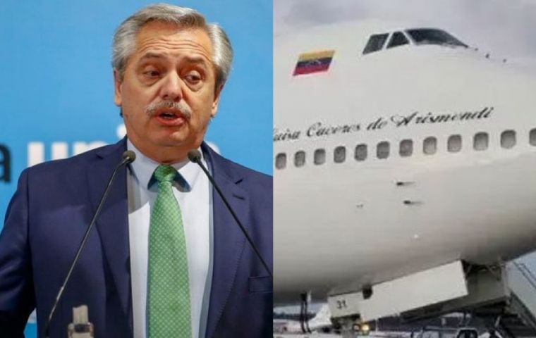 The Argentine President maintained it was merely a problem with the fuel and US sanctions against a blacklisted aircraft