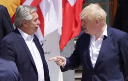 Boris Johnson and president Fernandez during their tête-à-tête meeting in Baviera on the margins of the G7 summit 