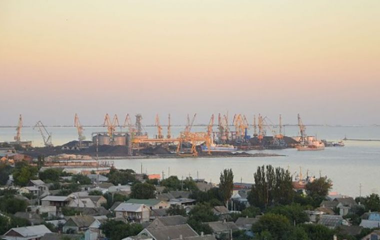 “After a stoppage of several months the first cargo ship has left the Berdyansk port,” Yevgeny Balitsky, an official in Russian-occupied areas of Ukraine said