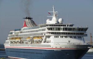 “Balmoral” leaves Southampton Jan 5th, sails to the Caribbean, Jan 23 crosses the Panama canal, the western coast of South America, Antarctica and Falklands