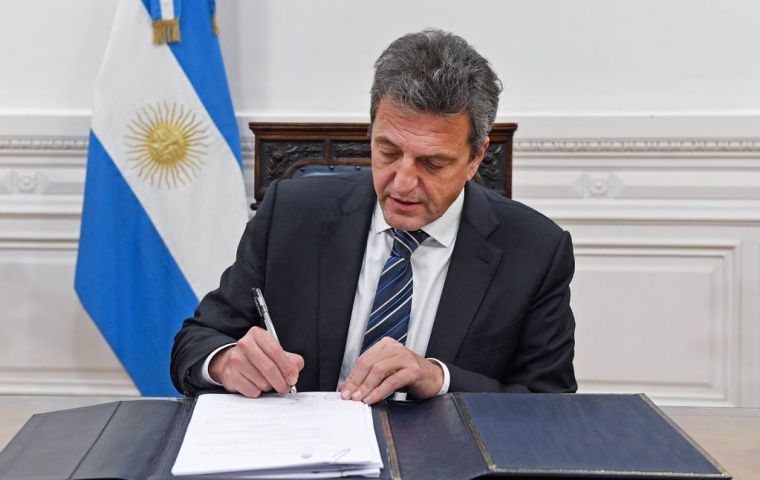 “The new ministry will be headed by Sergio Massa, current Speaker of the House of Deputies, as soon as his resignation from his seat is resolved,” Casa Rosada said.