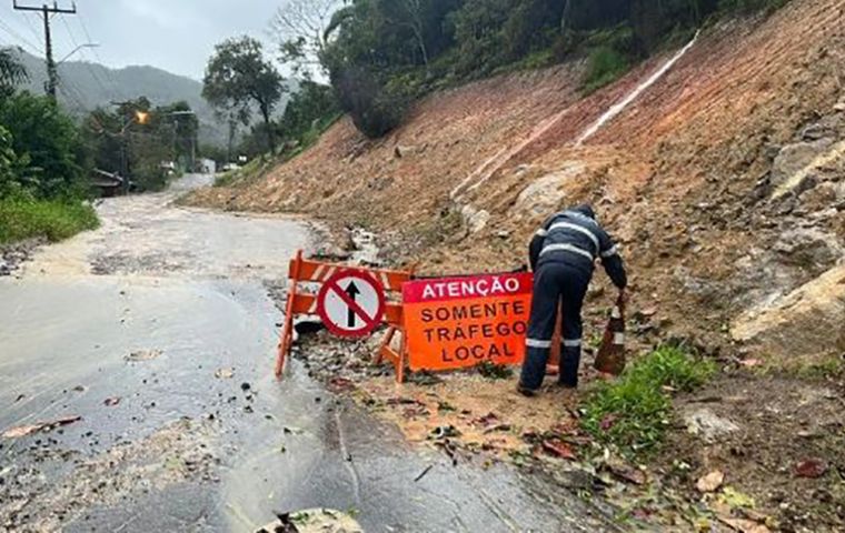 So far no casualties have been reported but the risk of landslides remained