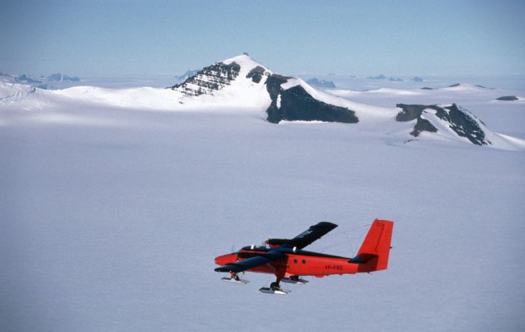 BAS Twin Otter aircraft are equipped to collect atmospheric data to help understand climate change. Photo: BAS