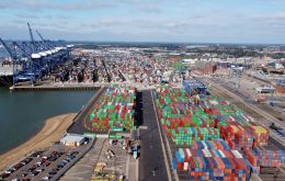 Almost half the container freight entering the UK goes in through Felixstowe in Suffolk, eastern England
