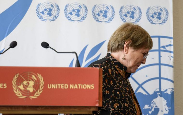 Bachelet left her UN office to a standing ovation