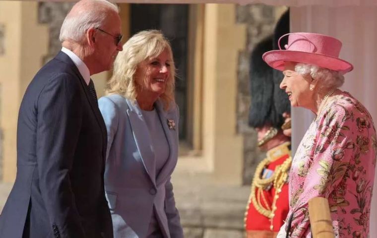 US President Joe Biden and First Lady Jill Biden with the Queen at Cornwall 