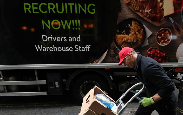 UK employment rate estimated at 75.9%, 0.4 percentage points higher than the previous three-month period but 0.7 percentage points lower than before the coronavirus pandemic. Photo: Reuters