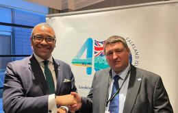 Foreign Secretary James Cleverly with MLA Mark Pollard at the reception 