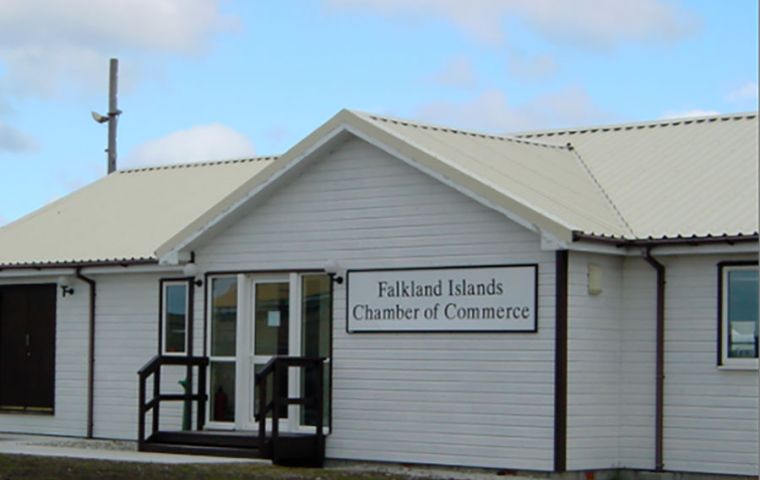 Offices of the Falkland Islands Chamber of Commerce in Stanley.  The building has a large conference room, a library and several offices
