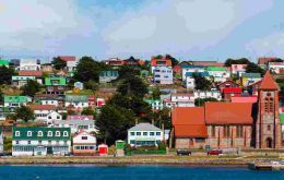 A view of modern dynamic Stanley with its colorful houses 