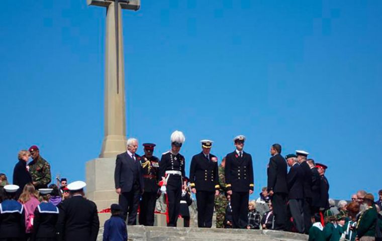 Detachments from the three services and FIDF will march and form at the he Cross of Sacrifice 