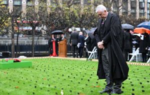 Sir Lindsay Hoyle during the ceremony to install Constituency Garden of Remembrance in the UK Parliament