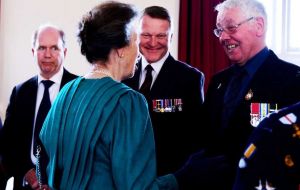 Prince Anne meets Falklands Veterans during the late evening reception
