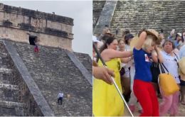 The tourist of unknown origin climbed to the top of the majestic building and started dancing, which further angered Mexican and foreign visitors enjoying the day off.