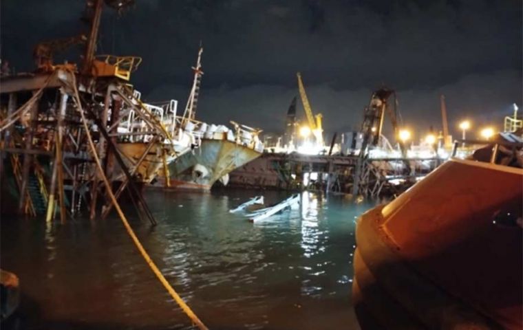 Nobody was injured in the incident, Montevideo port authorities reported