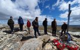 Members of the APPG Falklands at the Tumbledown Mount monument to the Scottish Guards