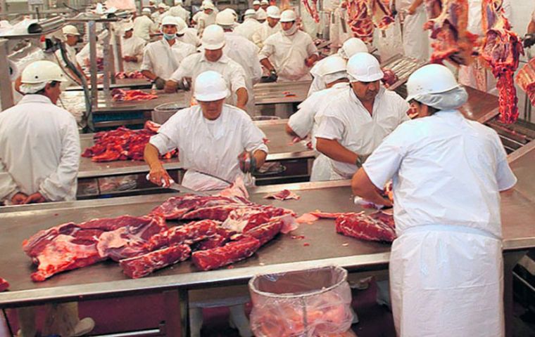 A drop in sales of frozen boneless beef accounted for the declining overall results