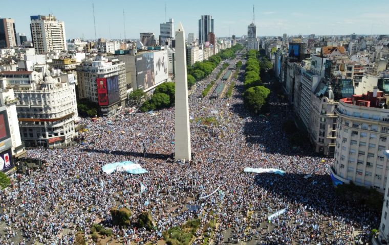 More than a million fans celebrate at the obelisk in Buenos Aires after the final game