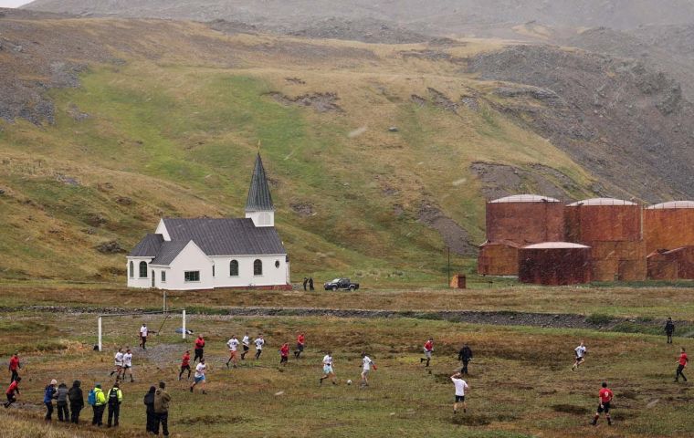 The capital of South Georgia, Grytviken is the largest settlement and a former whaling station (Picture: Royal Navy).