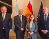 Argentine Ambassador in Madrid Ricardo Alfonsin (left) and Secretary Guillermo Carmona (right), with Spanish counterparts during the round of meetings in Spain's capital 