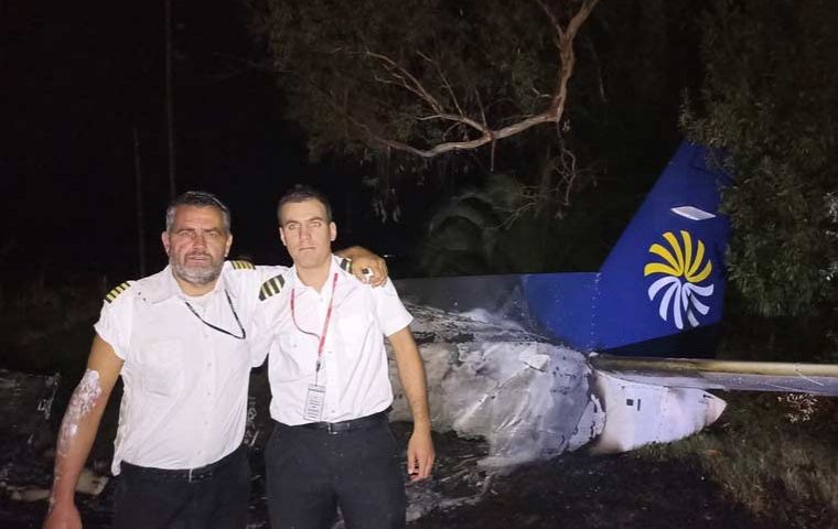 Both pilots survived after crashlanding in a clear spot 