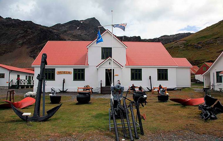 A view of Gryviken, capital of South Georgia 