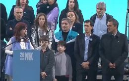 From left to right: CFK, Máximo Kirchner, Wado De Pedro and Sergio Massa. The message was there; not so much in the Vice President's speech.