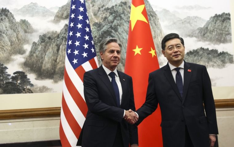 Blinken's trip is to conclude following further meetings with Chinese officials on Monday.