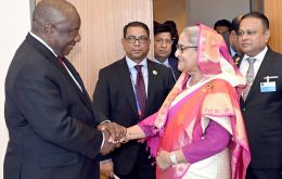 The note was filed after a meeting between Hasina and Ramaphosa in Geneva 