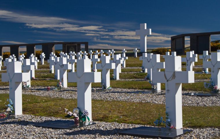 The Argentine military cemetery  where 119 remains of combatants have been identified