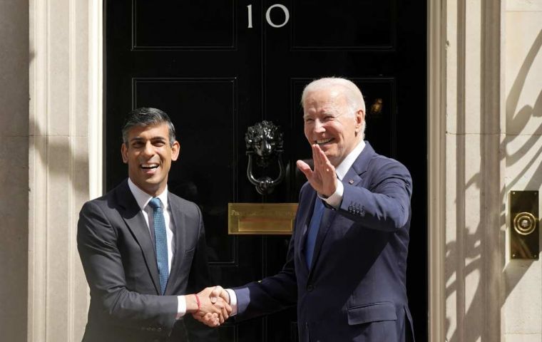  Mr Biden said he “couldn't be meeting a closer friend and a greater ally”. Mr Sunak hailed the UK and the US as “two of the firmest allies” in Nato.