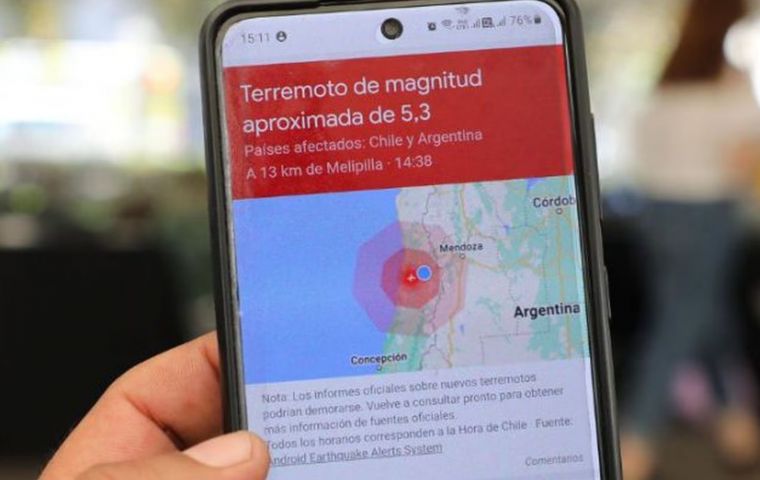 No damages were reported and there was no risk of tsunami on the Chilean coast