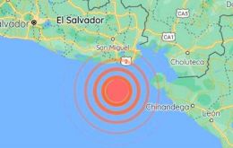 The epicenter of the earthquake was 43 kilometers south of Intipuca, El Salvador, the US Geological Survey (USGS) said.