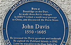 The plaque dedicated to the explorer John Davis at his home in Sandridge
