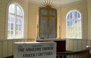 An inside detail of the Whalers' Church, over a century old
