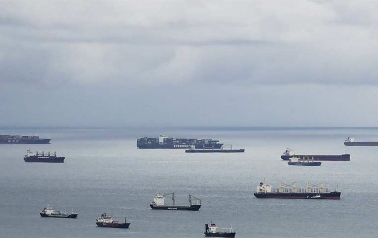 Both entrances to the canal, on the Pacific and Atlantic oceans, are now speckled with vessels stranded for more than 20 days