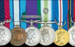 OBE and MBE are awarded by the Sovereign and recipients can choose to be presented their award in the UK by a member of the Royal Family, or in the Falkland Islands by the Governor.