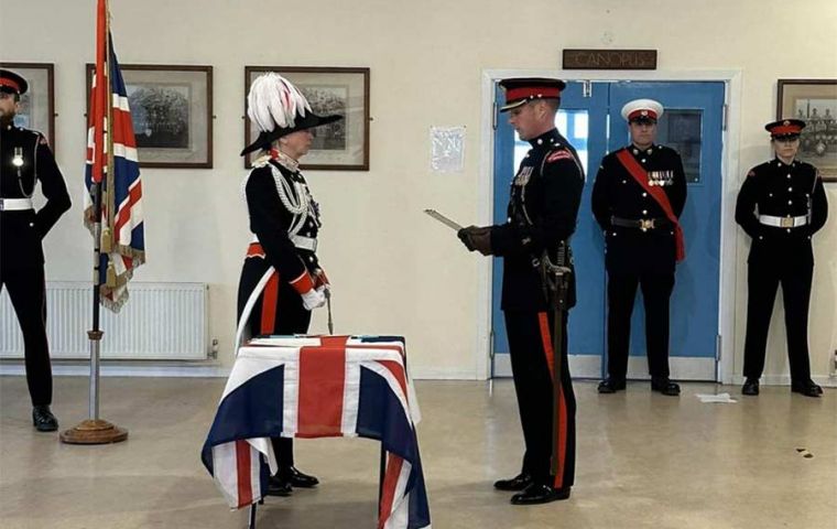 Major Daniel Biggs was sworn in by the Governor as the new Officer Commanding FIDF (Pic GH)
