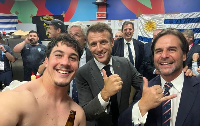Lacalle saw Los Teros lose to France 27-12 alongside President Macron