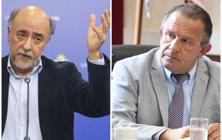 Labor Minister Mieres (left) picked up the glove in Montevideo; Caram (right) said it was “normal” to see minors working in a tobacco plantation