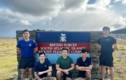 The sixteen participants ran a combined total of 40km, from Mount Pleasant Complex to the Gurkha Memorial near Stanley, carrying a weighted doko basket.