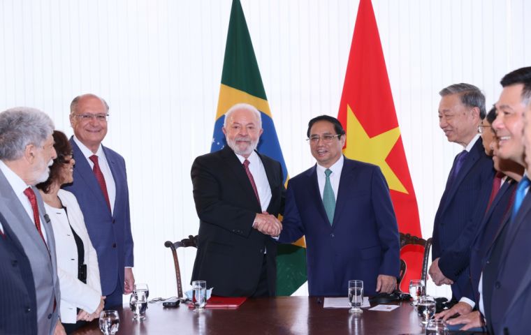 President Lula and Vietnam's prime minister Pham Minh Chinh currently visiting Brazil