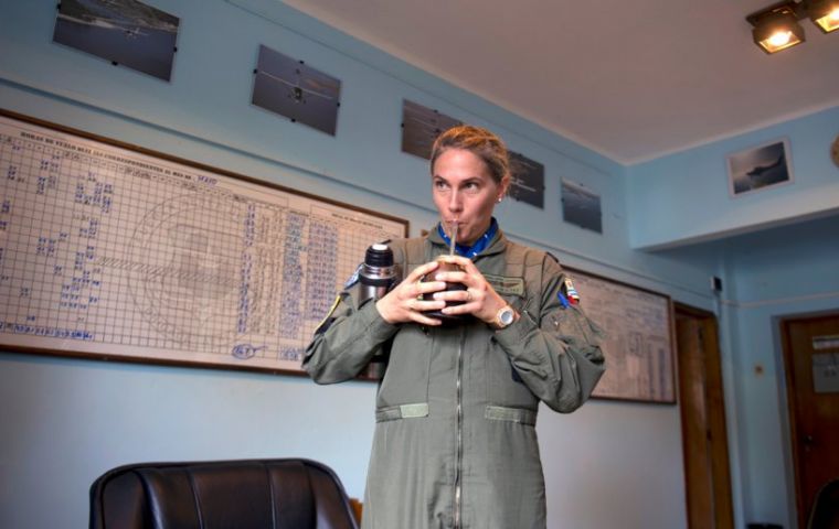 The 47-year-old Etcheverry gained notoriety when as a lieutenant colonel she became an aide-de-camp to President Luis Lacalle Pou