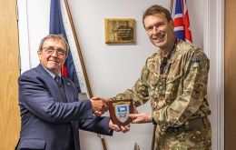 MLA John Birmingham with Commander Brigadier Duff, he said the opening of the Mount Kent facility represented the first £10m of a £30m investment in BFSAI.